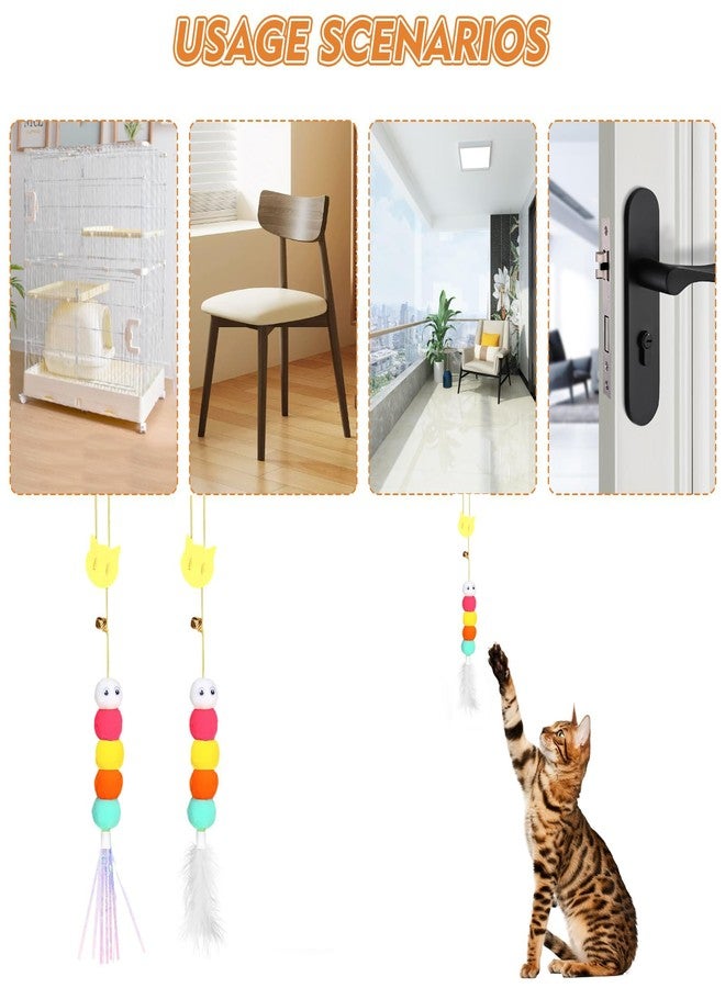 Aeenioy Cat Toys, Hanging Spring Toys for Cats, Interactive Cat Playing Toy with Feathers and Crinkle Paper, Kitten Toys for Indoor Play, 2-Pack - Image 5